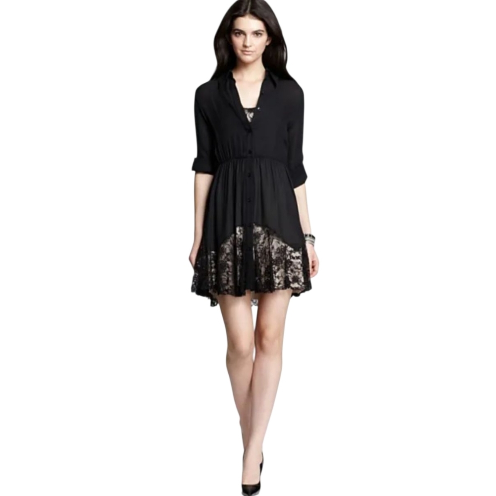 Alice + Olivia Raquel Lace Floral Button Down Silk Dress - Picture 2 of 12